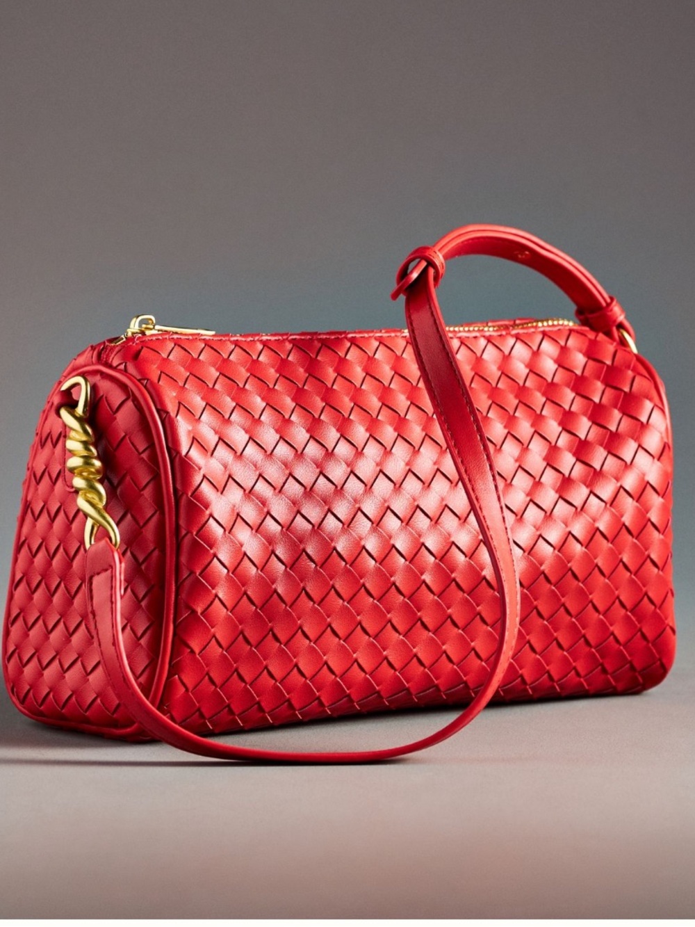Anthropologie Red Woven Shoulder Bag